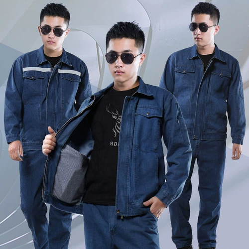 Демисезонный джинсовый хлопковый износостойкий комбинезон