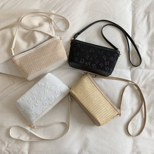 Летняя соломенная сумка через плечо, универсальное ведро для отдыха, коллекция 2022, в цветочек, в западном стиле, в корейском стиле