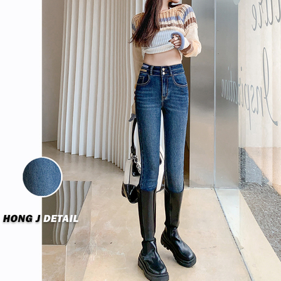 taobao agent Demi-season elastic jeans, high waist, 2022 collection, fitted, tight