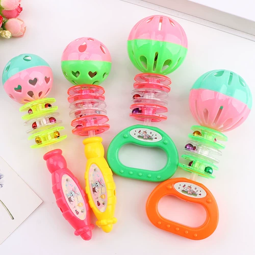 Пластиковая радужная погремушка, колокольчик для младенца, школьная интерактивная игрушка