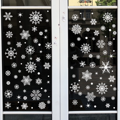 Глянцевая электрическая белая оконная наклейка, макет, со снежинками