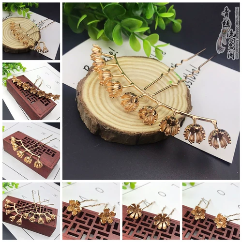 Медная металлическая китайская шпилька из жемчуга ручной работы, ханьфу, аксессуар для волос, простой и элегантный дизайн