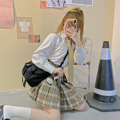 taobao agent [Riceball spot] Grapefruit tea orthodox JK uniform skirt N factory cooperation Japanese hair contains rubber pleated skirt