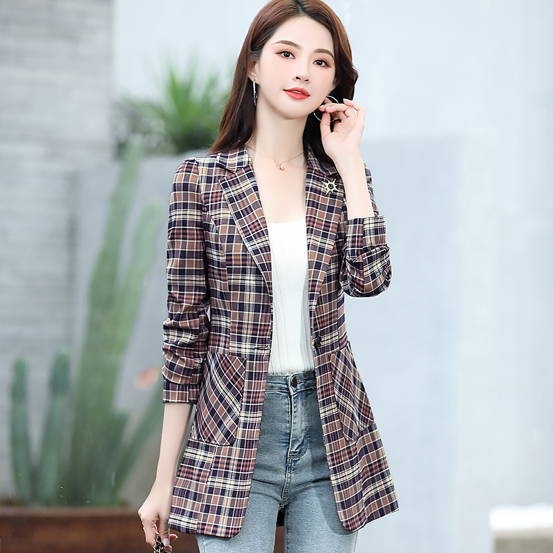 [USD 62.27] women's plaid suit jacket 2022 new early autumn korean ...