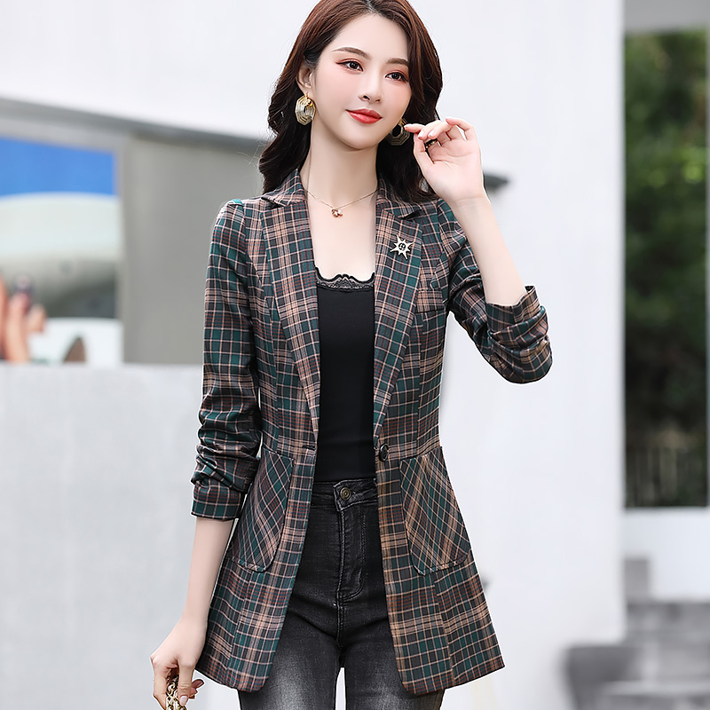 [USD 62.27] women's plaid suit jacket 2022 new early autumn korean ...