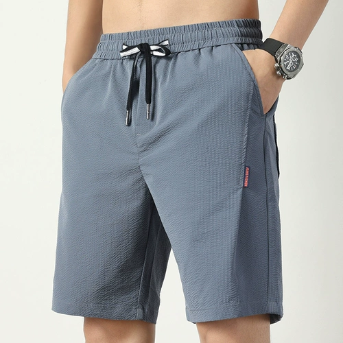 Мужские летние тонкие шелковые быстросохнущие шорты, пляжные штаны для отдыха, из хлопка и льна