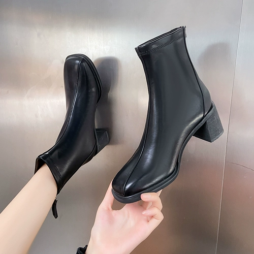 Martens, демисезонные однотонные короткие сапоги на высоком каблуке, мини-юбка, ботинки, городской стиль