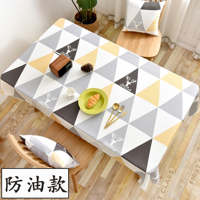 nordic tablecloth fabric cotton linen waterproof and oil-proof disposable rectangular pvc tea table cloth table mat desk ins students