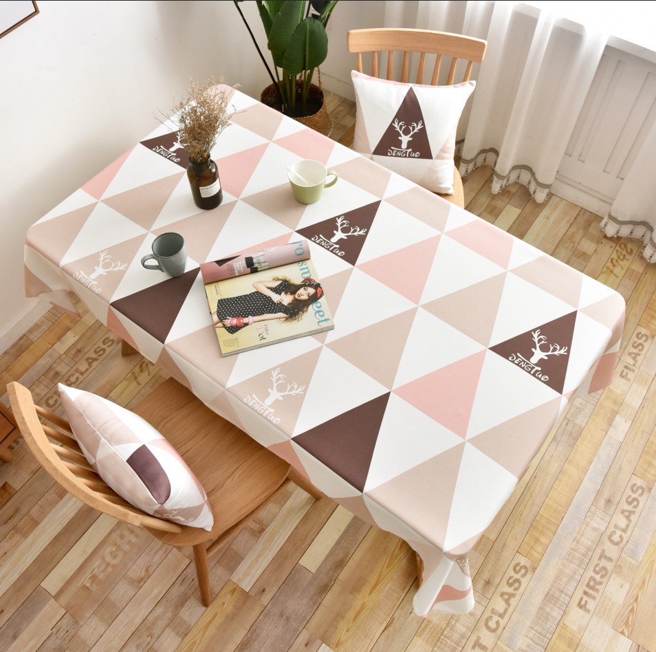 nordic tablecloth fabric cotton linen waterproof and oil-proof disposable rectangular pvc tea table cloth table mat desk ins students