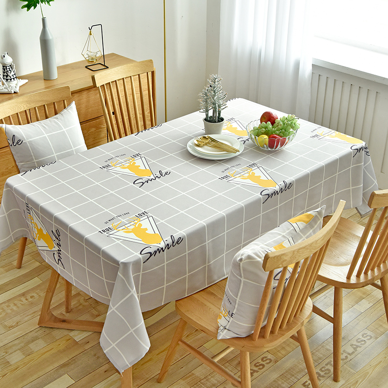 nordic tablecloth fabric cotton linen waterproof and oil-proof disposable rectangular pvc tea table cloth table mat desk ins students