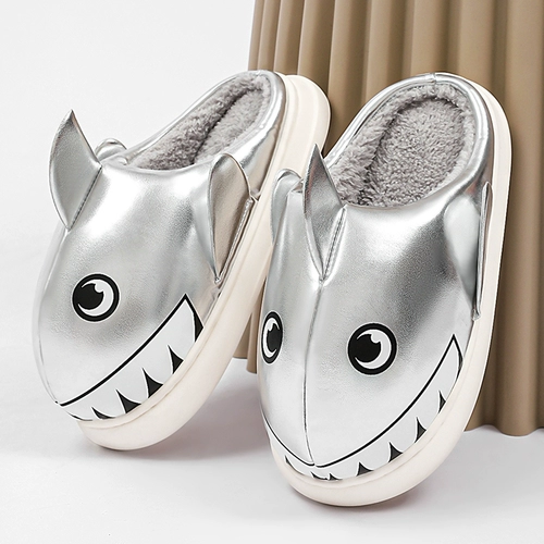 Акула, демисезонные тапочки, водонепроницаемая мужская нескользящая милая удерживающая тепло плюшевая зимняя обувь на платформе