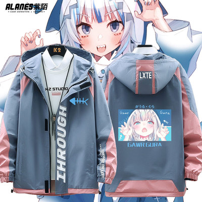 taobao agent Shark Niang Karwra Vtuber anime two -dimensional hooded jackets men and women loose coats on W clothes en