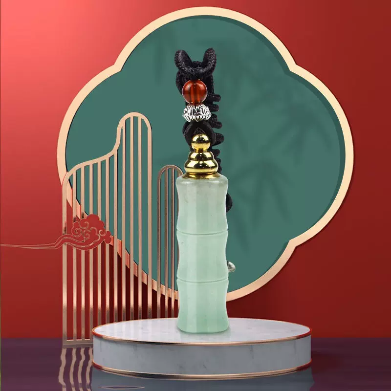 时尚天然粉晶紫晶水晶绿萤石香水瓶香薰精油吊坠空心瓶毛衣链礼物