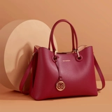 Красная вместительная и большая сумка через плечо, из натуральной кожи, премиум класс