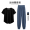 黑色短袖两件套（蓝裤）lulu瑜伽套装/专业马拉松跑步套装