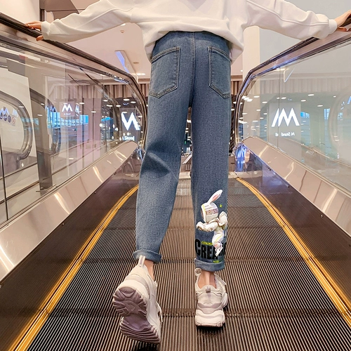 Осенние штаны, детские джинсы, тонкие повседневные брюки, коллекция 2022, в западном стиле, подходит для подростков
