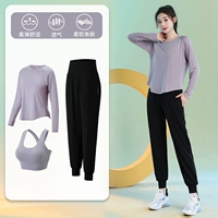 Сиреневый комплект, штаны, летний спортивный костюм, элитная одежда для йоги, 3 предмета