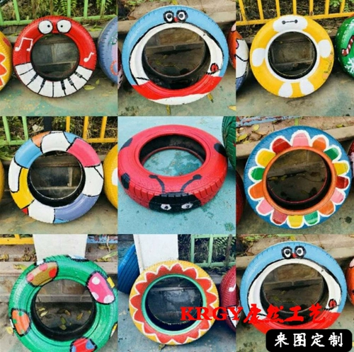 Окрашенные шины для детского сада, окрашенная краска, пигментированный акрил, водонепроницаемый цветочный горшок, ручная роспись