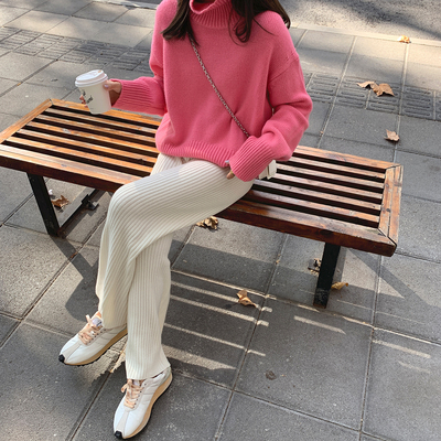 taobao agent [60 % off clearing positions] Xia Shiwen Babalan wool blended wide -leg pants women's winter loose and thin casual pants