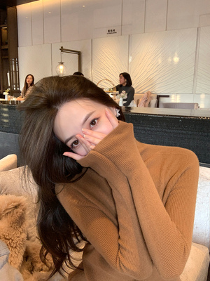 taobao agent Knitted winter colored long-sleeve, sweater, high collar