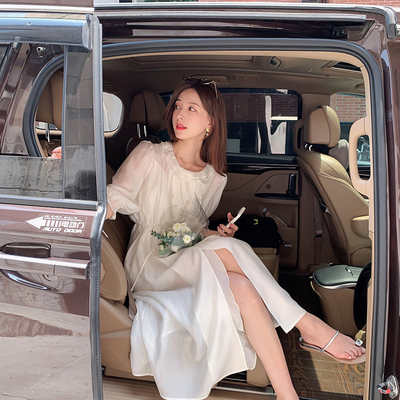 taobao agent Design retro shiffon white dress, trend of season
