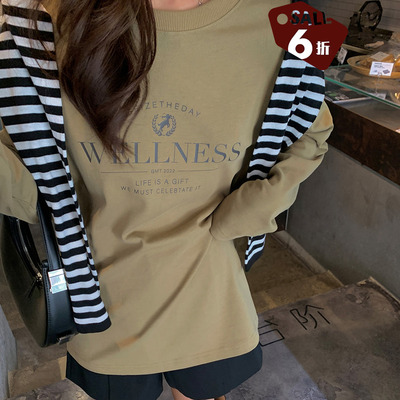 taobao agent [60 % off clearing position] Xia Shiwen Lazy Liang Liang Tee letter printing loose white T -shirt female spring