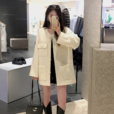 taobao agent Woolen woolen coat, long jacket, with sleeve, mid-length