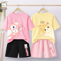 [Два набора чистого хлопка] розовый T/Pink Fox_7-Black K/Happy Clorkberry S-Milk Желтый T/зонд Cat_9-Pink K/Pink White Bunny S
