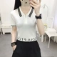 áo sơ mi polo của phụ nữ ngắn tay phần ngắn 2021 mùa hè phong cách mới của phụ nữ áo crop top phụ nữ áo thun eo cao eo thon - Áo phông