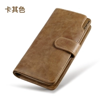 Длинный бумажник, мужской универсальный кошелек, кожаная маленькая сумка клатч с молнией, длина макси, из натуральной кожи