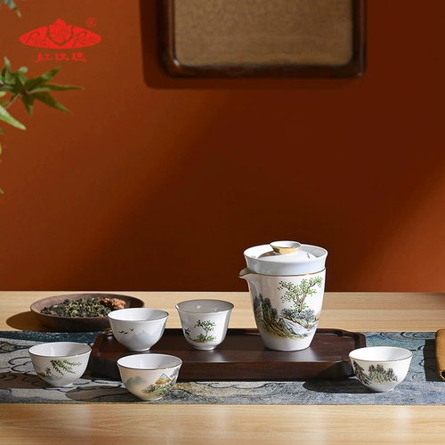 Sansui, чайный сервиз для путешествий, подарочная коробка, комплект, ручная роспись, подарок на день рождения