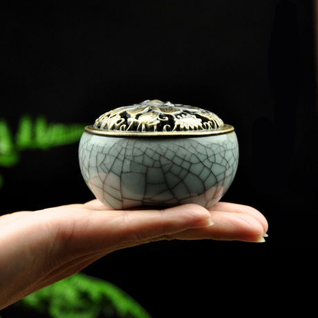 瓷韵龙泉窑青瓷迷你便捷小香炉外出旅行随身熏香炉陶瓷檀香熏炉