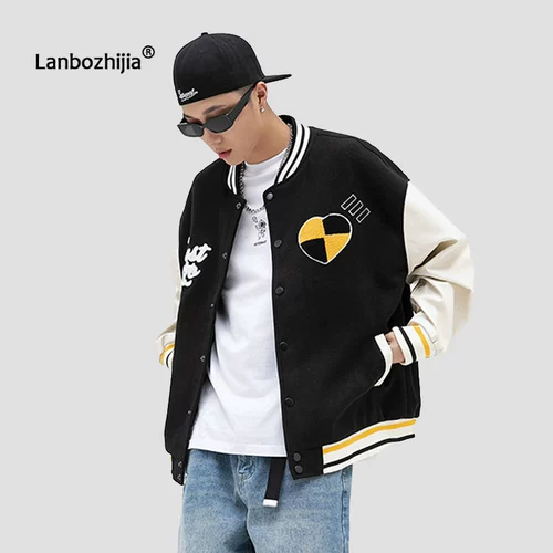 Бейсбольная форма для отдыха, шерстяная куртка, в американском стиле, оверсайз