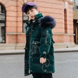 Детский пуховик, длинный костюм мальчика цветочника, куртка для мальчиков, средней длины, коллекция 2021, в корейском стиле, подходит для подростков, в западном стиле