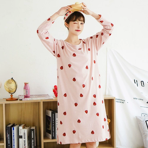 Осенний хлопковый лонгслив, пижама для принцессы, зимняя длинная милая хлопковая юбка, в корейском стиле, большой размер