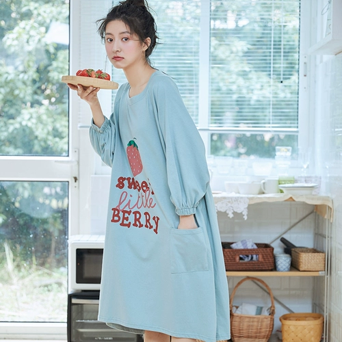 Осенний хлопковый лонгслив, пижама для принцессы, зимняя длинная милая хлопковая юбка, в корейском стиле, большой размер