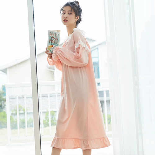 Осенний хлопковый лонгслив, пижама для принцессы, зимняя длинная милая хлопковая юбка, в корейском стиле, большой размер