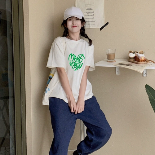 Хлопковая футболка с коротким рукавом для влюбленных, 2021 года, круглый воротник, короткий рукав