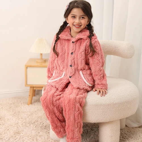 Детская коралловая бархатная утепленная пижама для мальчиков, детский комплект для мальчиков и девочек, увеличенная толщина