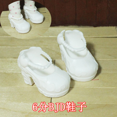 taobao agent Mini white 6 -point BJD doll wearing pattern loose cake bottom shoes Single shoes 1 pair of pair of you open plastic behind