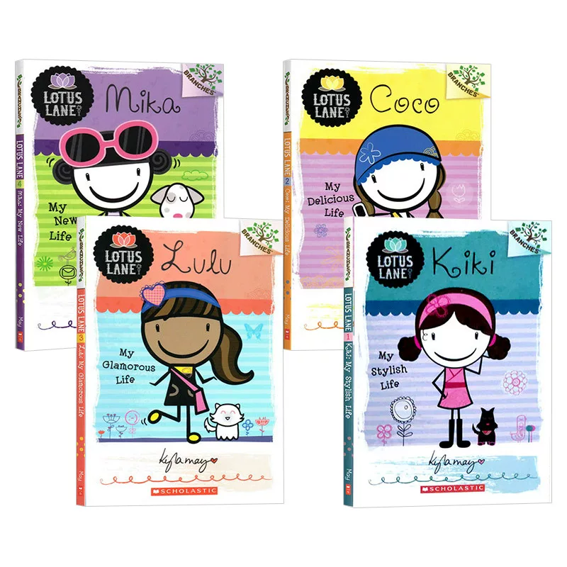 Scholastic Branches Lotus Lane Lane 4 Volume Import Bridge Chapter Book English Original Edition 6-8-летний Diary Series 4 Volume Kiki Coco Lulu Mika Девичий дневник