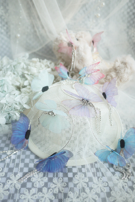 taobao agent [ZAN] [Linking] BJD1/3 1/4 Blythe small tulle butterfly hairband flower room Flower room 4-2