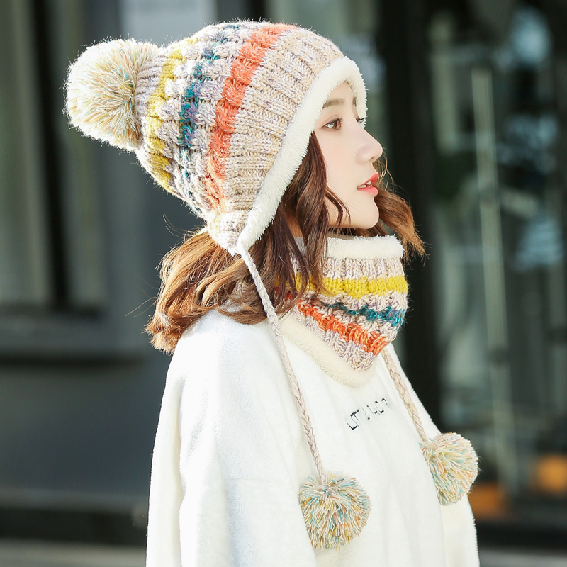 帽子女秋冬季韩版潮百搭甜美可爱女士针织毛线帽冬天保暖护耳新款