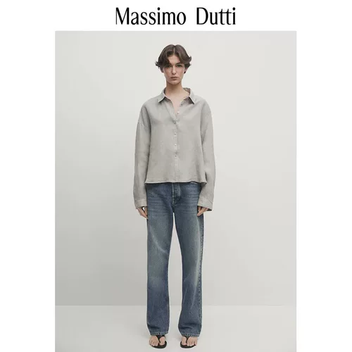 Лето -новая Mastertti2024 Женская серая серые серого серого французского минималистского усердия, чистое белье короткое лацвет