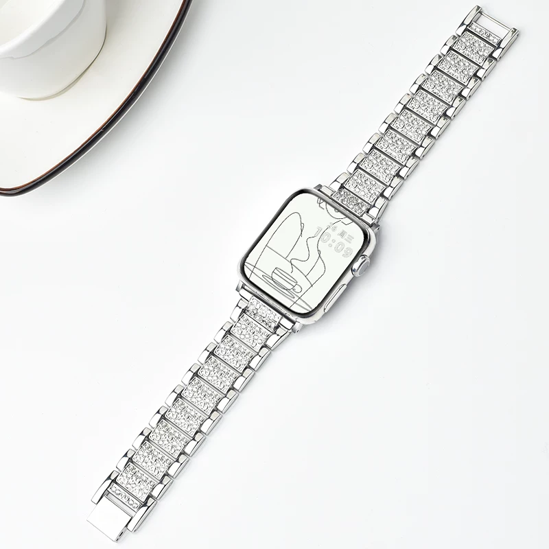 [Подходит для Apple Watch iWatch9 ремешок Apple Watch 7/6/5/4 поколение золотой камень Ultra trendy S7 цепь S8 мини 41/49 мм женский SE ремешок S5 новый]