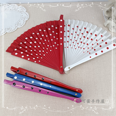 taobao agent Double-sided wooden cute elegant white red round fan, Lolita style