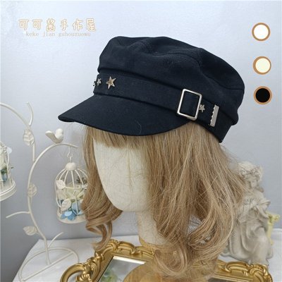 taobao agent Hat woman in British style retro white navy beret short brim of fashion black star hat handsome cool girl
