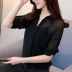 Áo sơ mi trắng thông thường của phụ nữ dài tay 2021 mới của phụ nữ mới người hâm mộ Hàn Quốc hai mảnh áo sơ mi voan mùa xuân hàng đầu triều - Áo sơ mi dài tay