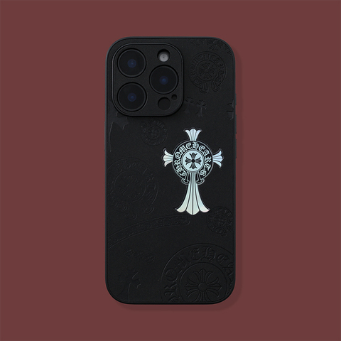 Chrome Hearts Grey Black Cross iPhone Case
