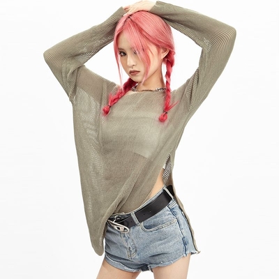 taobao agent Breathable summer design bra top, knitted sweater, American style, UV protection, fitted